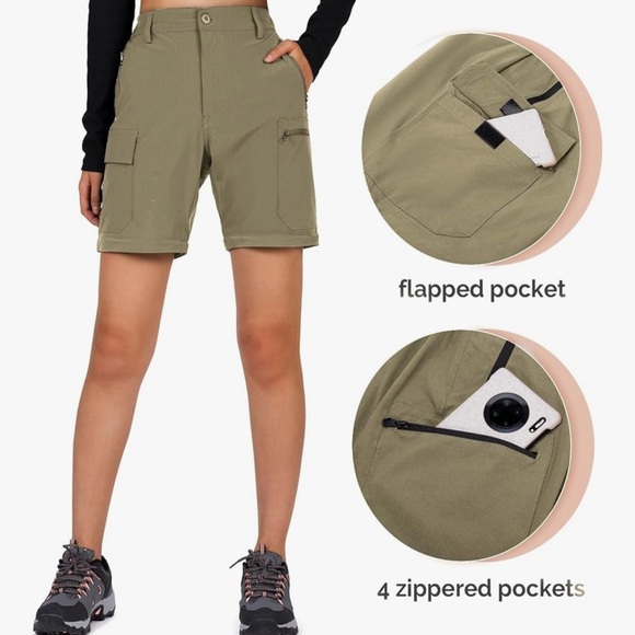 NWOT Women's Versatile Tan Cargo Hiking Safari Camping convertible pants Med/8 - Picture 6 of 7